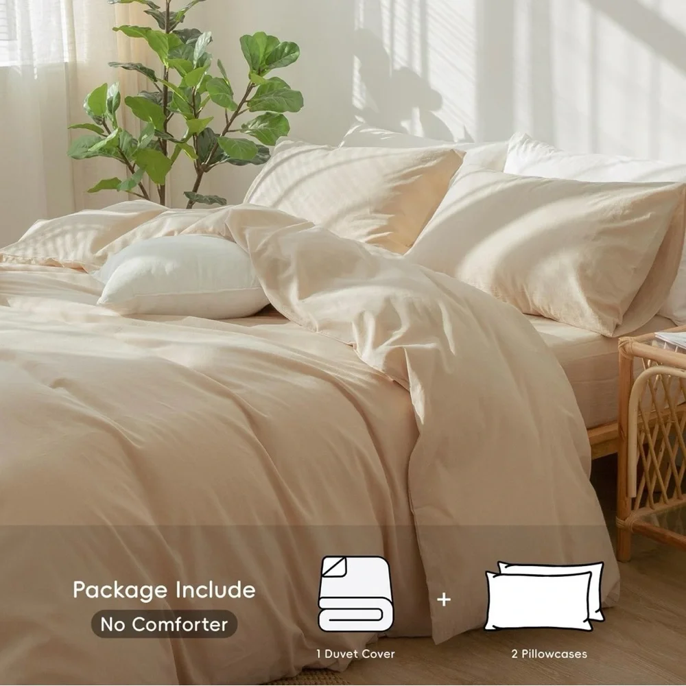 Bedding Duvet Cover Set 100% Washed Cotton - Full